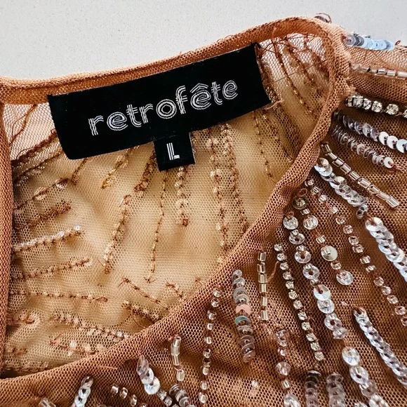 Retrofete Bessie Embellished Sheer Crop Top - Picture 6 of 8